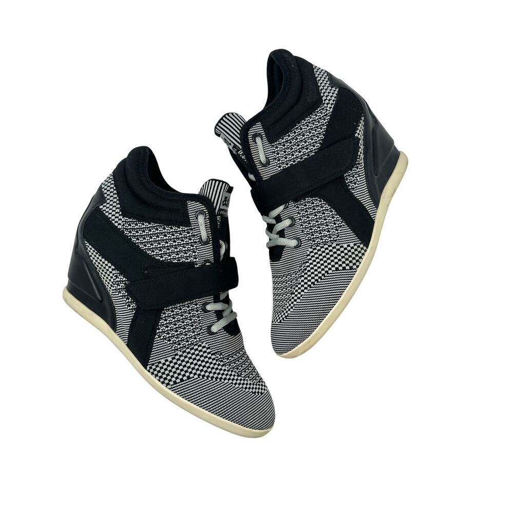 Ash Bebop Knit Wedge Sneakers High Top Platform Black Gray Size 40 US 9.5 10